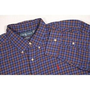 RALPH LAUREN Men's XL Classic Fit Cotton Blue Red Yellow Plaid Button Down Shirt